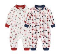 Chamie Mameluco de pijama para bebés niños y niñas, doble cremallera y protección para el cuello, dormir y jugar, 3-24 meses, Color 2, 12 meses