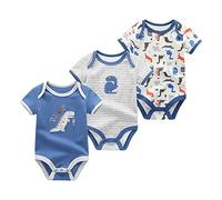 Chamie - Mameluco de una pieza de manga corta para bebé, mono de recién nacido, chaleco para bebé para niños y niñas de 0 a 12 meses, paquete de 3, Color 5, 3-6 Months