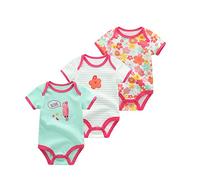 Chamie - Mameluco de una pieza de manga corta para bebé, mono de recién nacido, chaleco para bebé para niños y niñas de 0 a 12 meses, paquete de 3, Color 1, 6-9 Months