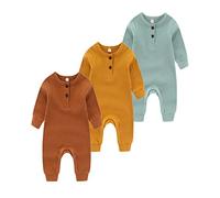 Chamie Pelele de recién nacido para bebé, tejido, mono de manga larga, unisex, sin pies, de una pieza, para bebé niño o niña, 0-24 meses, 12-18 meses