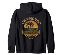 Chamorro HAFA ADAI Guam - Palmera Isla Playa Atardecer Sudadera con Capucha