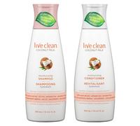 Champ y acondicionador hidratantes Live Clean Coconut Milk de 12 oz cada uno con extracto y aceite de coco org nico certificado. Sin petrolato.