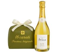 Champagne Ayala | Blanc de Blancs 2018 A/18 | + Panettone artesanal 18 Quilates 1 kg | Combo de regalo de lujo | Burbujas francesas y postre tradicional | Edición Limitada