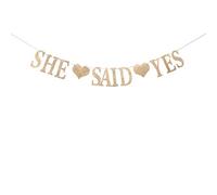Champagne dorado brillante She Said Yes Banner - Ducha nupcial, boda, compromiso, despedida de soltera decoraciones suministros
