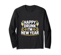 Champagne Lover Happy Drunk I'm NYE Manga Larga