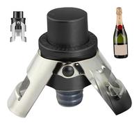Champagne Pressure Stopper, Champagne Cork, Stainless Steel Stoppers,Press- Wine Stopper with Built-in Pressure Pump for Wedding Bar (Black)