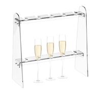 Champagne Stand Holder, 2-Layer Acrylic Display, Clear Detachable Shelves, 10 Glass Slots Design, Easy Assembly Structure, Elegant Event Decor, Space Saver, Perfect for Birthday, Party, 40.9x40.9x16cm