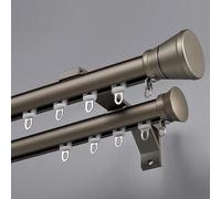 Champagner - Juego de rieles dobles para cortinas de pared para sala de estar y balcón, 6 m, juego completo con sistema de doble riel para cortinas elegantes.