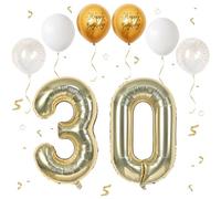 Champán dorado Número 30 Globos, 40 Pulgadas Papel Aluminio Grande Número 0 y 3 Globos, Globos de Helio número 30, Globos de Cumpleaños 30 Para Hombres Mujeres Fiesta Aniversario (Nummer 30)