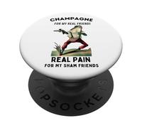 Champán para amigos reales, dolor real para amigos falsos rana PopSockets PopGrip Adhesivo