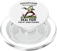 Champán para amigos reales, dolor real para amigos falsos rana PopSockets PopGrip para MagSafe