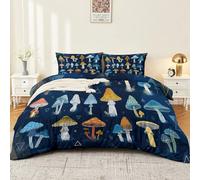 Champignon Plante Triangle Graffiti - Juego de cama de 200 x 200 cm, fantasía Pop funda nórdica, multicolor suave microfibra con cremallera y 1 funda de almohada de 65 x 65 cm