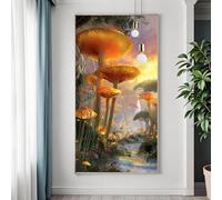 Champiñón Diamond Painting Adultos, 5D Grande Diamond Painting Kit Completo, Pintura de Diamante Paisaje Punto de Cruz Puzzle Art, DIY Cuadrado Crystal Artesanía para Decoracion Hogar 50x100 cm T-8