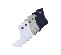 Champion Socks Basics 6pk Crew Socks, Calcetines Unisex adulto, Multicolor (Azul Marino/Blanco/Gris Melange Claro), 43-46