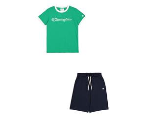 Champion Boy's Legacy Boy GS130 - Conjunto gráfico de cuello redondo con estampado grande, color verde (GS130), talla S, Verde (GS130), 7-8 Years