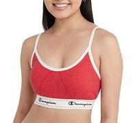 Champion Bralette elástico de algodón Heritage Sujetador, Alegre Rojo Jaspeado, Large para Mujer