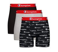Champion Calzoncillos bóxer elásticos de algodón para Hombre (3 y 5 Unidades Disponibles), Nuevo ébano/Oxford Gris Jaspeado/Nuevo Logotipo de ébano, Large