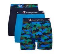 Champion Calzoncillos Tipo bóxer de Mezcla de poliéster para Hombre, Paquete de 3 Ropa Interior, Estampado de Camuflaje Azul/Azul Balboa/Azul Marino, L