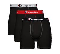 Champion Calzoncillos Tipo bóxer elásticos de algodón para Hombre, Paquete de 3 Ropa Interior, Negro, S