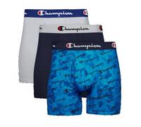 Champion Calzoncillos Tipo bóxer elásticos Ligeros para Hombre, Paquete de 3 Ropa Interior, Estampado Azul con Logotipo Azul Marino/Piedra Plateada, XL