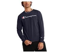 Champion Camiseta clásica de Manga Larga para Hombre, Navy Script, L