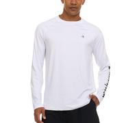 Champion Camiseta de natación de manga larga para hombre, para pesca, senderismo, UPF+ 50 SPF, protección solar UV, secado rápido, Blanco, Medium