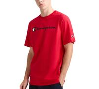 Champion Camiseta de algodón de Peso Medio con Cuello Redondo para Hombre, Camiseta para Hombre, guión gráfico, Scarlet - Logotipo clásico, Large