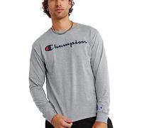 Champion Classic Long Sleeve T-Shirt, Standard Fit, Script & C Logo, Available in Regular and Big & Tall Camiseta, Gris Oxford-Logotipo clásico, Large para Hombre
