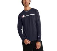 Champion, Classic Long Sleeve, Comfortable, Soft T-Shirt for Men (Reg. Or Big & Tall) Camiseta, Azul Marino (Navy Script), X-Large para Hombre