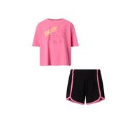 Champion Conjunto de camiseta y pantalones cortos PS038 para niña Rosa Talla L