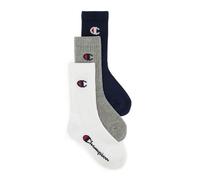 Champion Core Junior 3PP Crew, Calcetines, para Unisex adulto, Multicolor (Azul Marino/Blanco/Gris Melange Claro), 31-34
