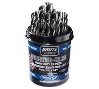 Champion - Juego de brocas de corte (29 piezas, 1/16-1/2 pulgadas x 64 pulgadas, HSS, longitud giratoria, XL28, punta dividida de 135 grados, índice resistente al agua, fabricado en Estados Unidos