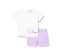 Champion Legacy American Classics-Logo T-Shirt & Shorts Traje, (Bianco/Lavanda), 12 MESI para Bebés