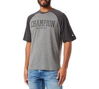 Champion Legacy Athletics-S-s Crewneck - Camiseta para Hombre, Grafito Melange/Grigio Vulcano, S
