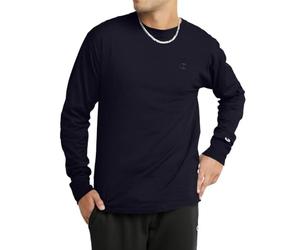 Champion Legacy Basics-L-s Crewneck - Camiseta de Manga Larga para Hombre, Negro, XL