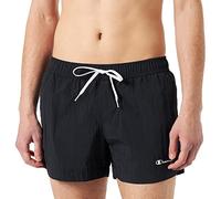 Champion Legacy Beachshorts AC Small Logo Short - Bañador para Hombre, Negro Logo A Contraste, S
