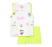 Champion Legacy Fun Club All-Over Top & Shorts-Tank Completo, (Blanco/Amarillo Fluo), 9-10 Años para Niñas