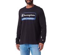 Champion Legacy Graphic Shop Authentic-L-s - Camiseta de Manga Larga con Cuello Redondo para Hombre, Negro, M