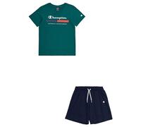 Champion Legacy Graphic Shop B-Authentic Athleticwear Crewneck T-Shirt & Shorts Conjunto Niños y Niños, Verde Bosque/Azul Marino, 3-4 Años