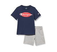 Champion Legacy Graphic Shop C S/S - Camiseta y pantalones cortos para niños y adolescentes, (Azul Marino/Gris Melange Claro), 11-12 Years