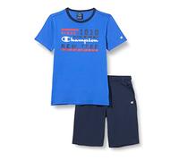 Champion Legacy Graphic Shop S/S T-Shirt & Long Shorts, traje niños y chicos, (Blu Cobalto/Blu Marino), 15-16 anni