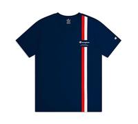 Champion Legacy Graphic Shop - Vertical Print S/S Crewneck T-Shirt, Azul Marino, L Hombre SS24, Azul Marino, L