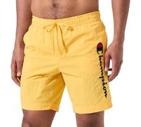 Champion Legacy Icons Beachshorts - Crinkle Taslon Contrast Logo Bermudas Disfraz de pantalón Corto, Amarillo, XL para Hombre SS24, Amarillo, XL
