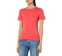 Champion Legacy Icons Tonal Logo W-Soft Cotton 1x1 Rib S/S Crewneck Camiseta, Rojo Coral, M para Mujer