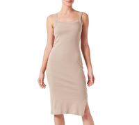 Champion Legacy Icons Tonal Logo W - Soft Cotton 1x1 Rib Slim Dress Vestido Casual, Marrón Claro, M Mujer SS24, marrón Oscuro, M