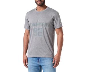 Champion Legacy Modern Basket At The Gym-Graphic Micromesh S/S Crewneck Camiseta, Negro Melange, M Hombres