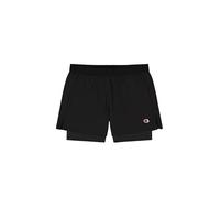 Champion Legacy Modern Sport (220388) -Quick-Dry Bi-Stretch Polywoven (120gr) 5" 2-in-1 Pantalones Cortos, Negro (KK001), L para Hombre