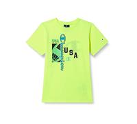 Champion Legacy Neon Spray-Graphic S/S Camiseta, Amarillo Fluorescente, 5-6 Years para Niños