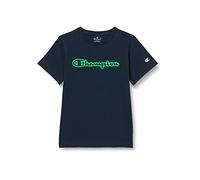 Champion Legacy Neon Spray-Logo S/S Camiseta, Azul Marino, 5-6 Years para Niños