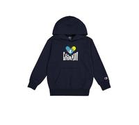 Champion Legacy Play With Graphics B (306908) - Sudadera con capucha de poliéster polar compacta, suave y ultraligera, Azul marino (NNY), 7-8 años (S) Niños FW24